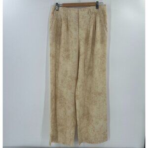 ZARA XS 100% Lyocell Wide Leg Pants Beige Flowy Pleated Trousers
